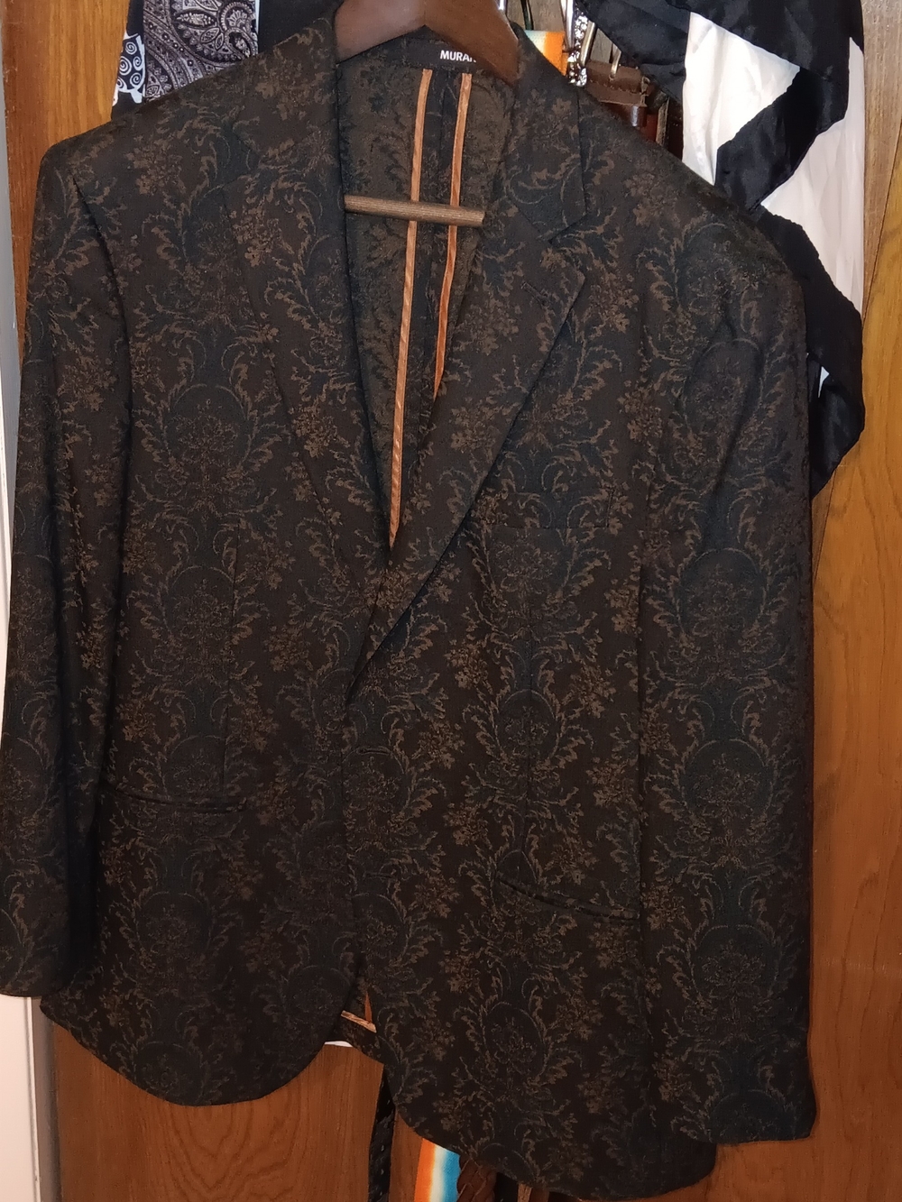 Murano Black with Brown Floral Brocade Blazer